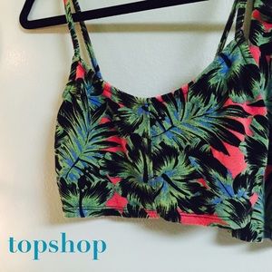 Topshop Bright Tropical Print Cropped Tank Top