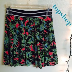 Topshop Banded Bright Tropical Print Skirt