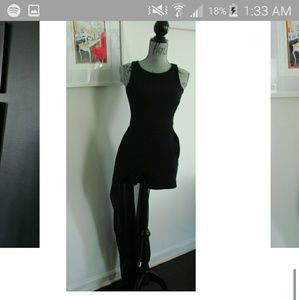 Shorts jumpsuit with sheer train