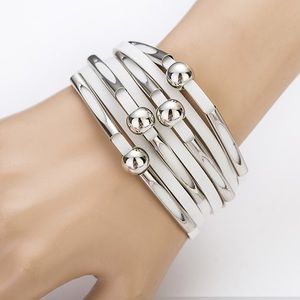 White Leather Cuff Bracelet