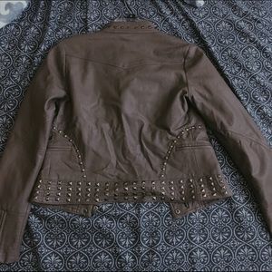 brown leather jacket