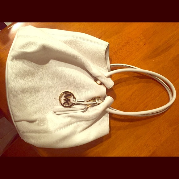MK white leather purse