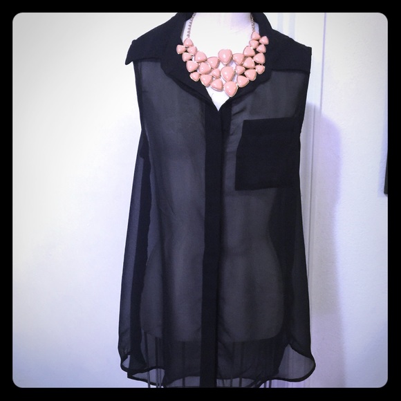 Sheer black sleeveless top