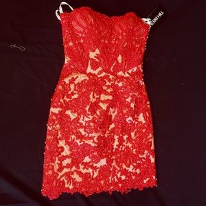 Sherri Hill red lace size 2 cocktail dress.