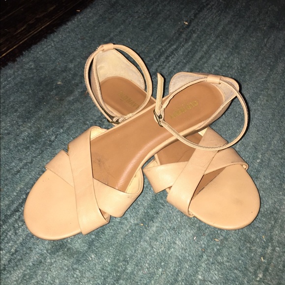 Nude sandals w wrap around ankle