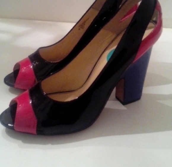 Isola Patent Leather Wedges with Peep Toe