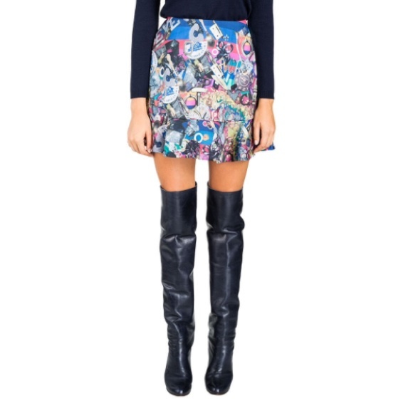 [ Cynthia Rowley ] Silk Wool Flounce Mini Skirt - Picture 2 of 4