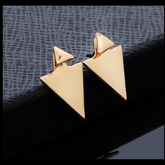 Asymmetric Triangle Earrings Ear Stud - Picture 2 of 4