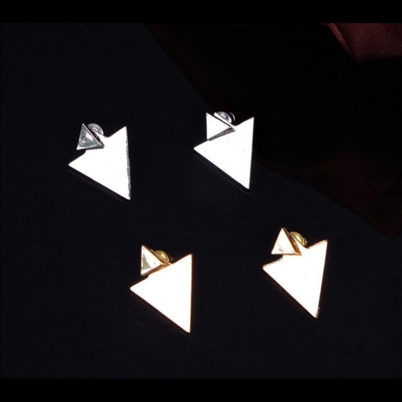 Asymmetric Triangle Earrings Ear Stud - Picture 4 of 4