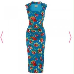 1950's Style Floral Wiggle Dress Size 12