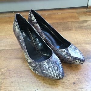 Faux-snake skin wedges from Express