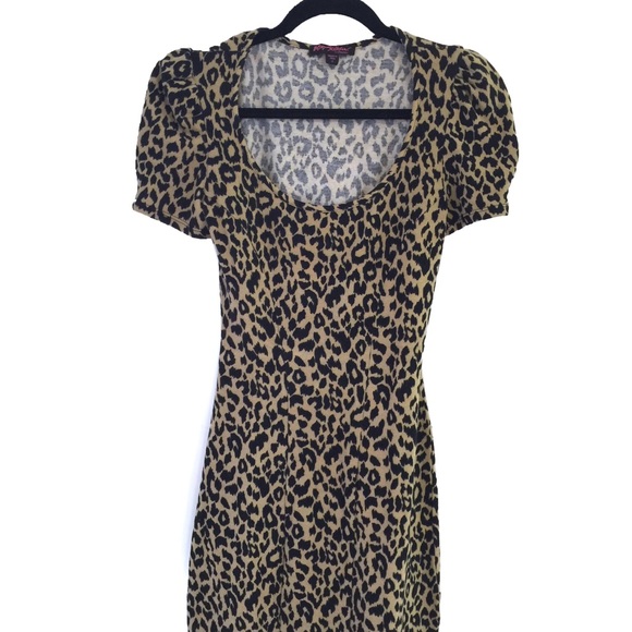 Betsey Johnson print leopard dress corset lace S