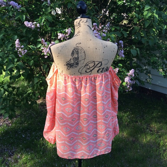 Sexy Coral Off Shoulder Top - Picture 2 of 4