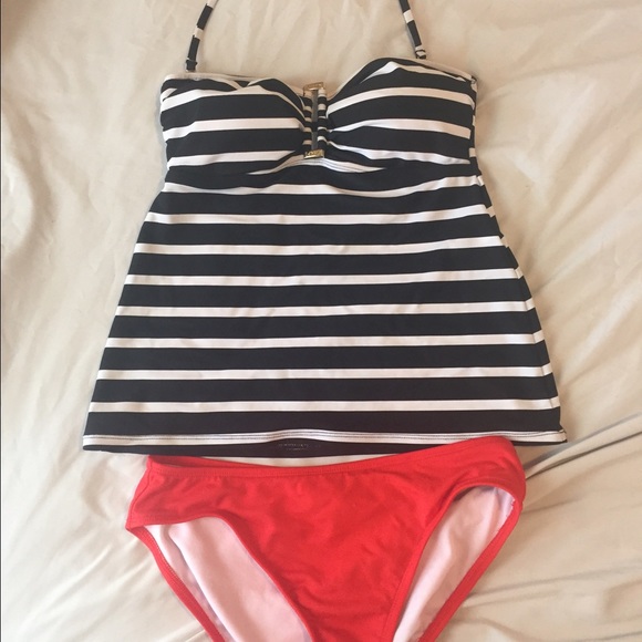 Black & White Striped Swimsuit