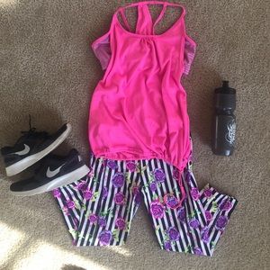RESERVED FOR BUNDLE Hot pink drawstring yoga top