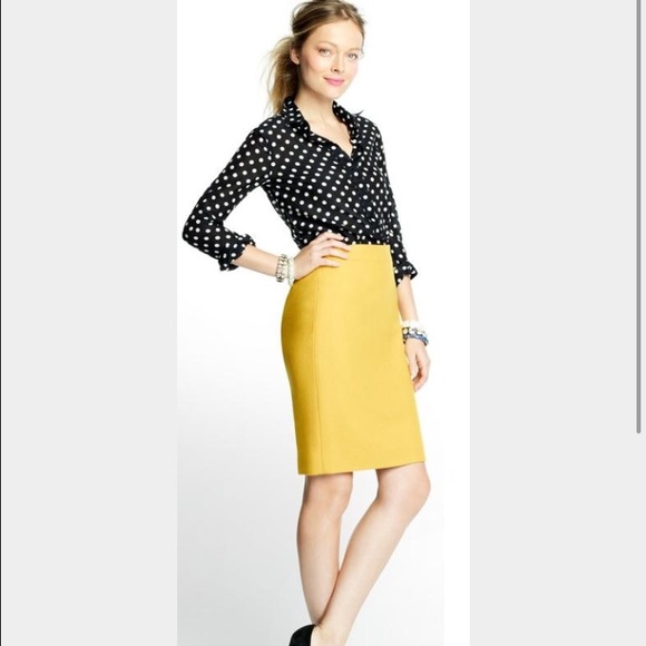J. Crew mustard pencil skirt
