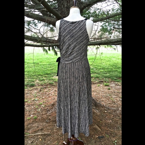 Anthropologie black tan stripe Midi Salsola Dress - Picture 3 of 4