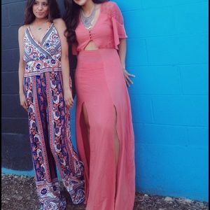 Coral slit stylish dress❤️