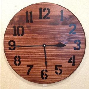 Rustic handcrafted wooden clock