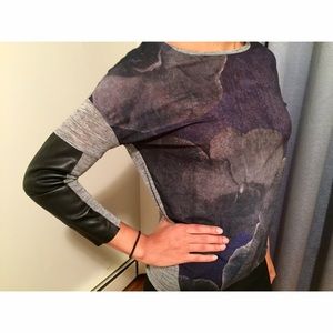 Zara Faux Leather Sleeves Top