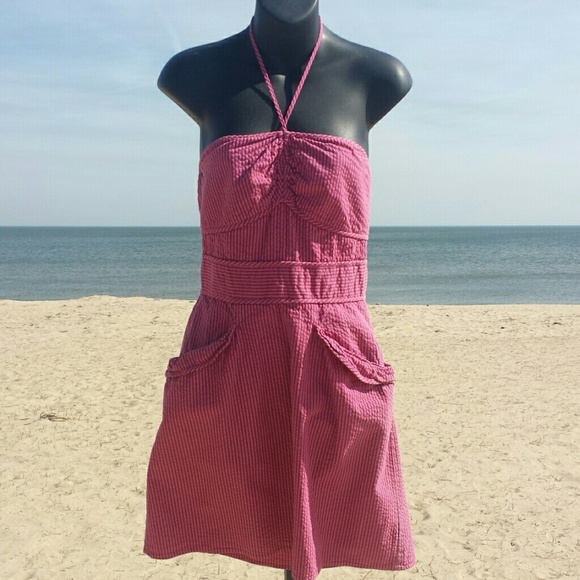 Juicy Couture Pink Striped Halter Dress Size S