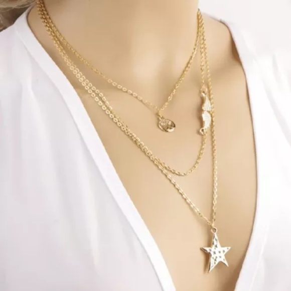 Jewelry - ❤️Multi-Layered Star Necklace & Gumdrop Earrings❤️