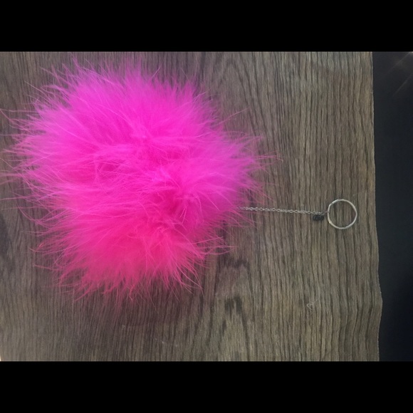 Hot pink Pom Pom keychain