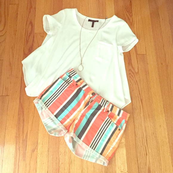Striped blue jean shorts