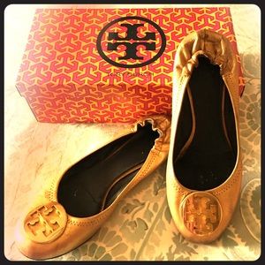 Tory Burch Gold Reva flats