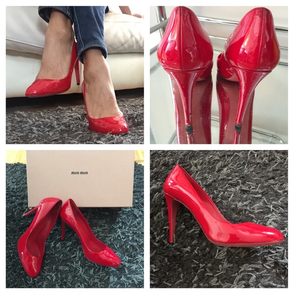 Miu Miu Shoes - Miu Miu Rosso Patent Leather Vernice Pumps