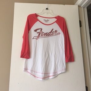 Fender by Lucky Brand orange and white shirt