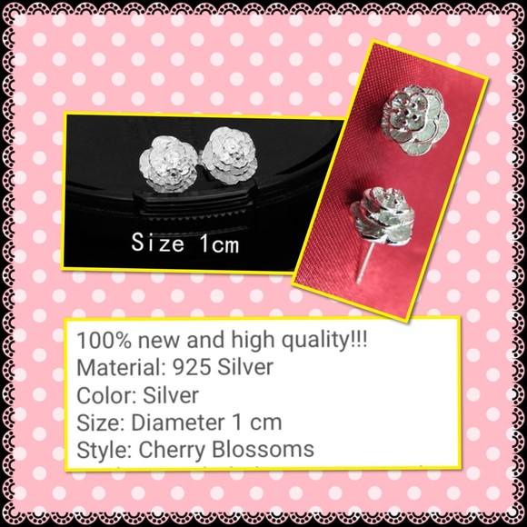 925 Sterling silver cherry blossoms earrings - Picture 2 of 2