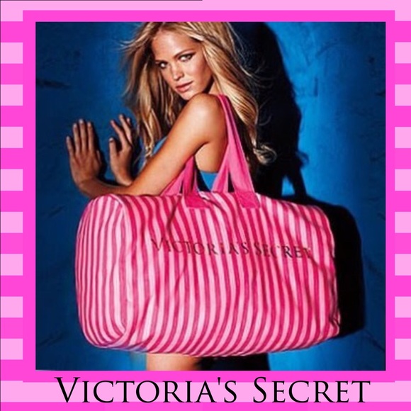 Victoria's Secret striped weekender/duffel bag