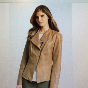 Lafayette148 asymmetric zip jacket leather