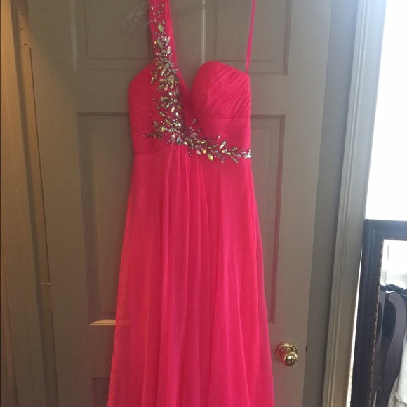 Hot Pink Prom Dress. Worn ONCE! - Picture 1 of 3