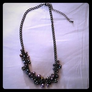 Purple rhinestone and pearl necklace