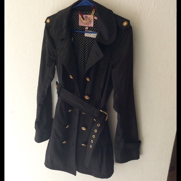 Authentic Elegant Black Juicy Couture Trench Coat