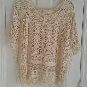 Angel of the North,  crochet fringe poncho top