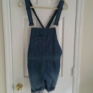 Holding horses denim short overalls