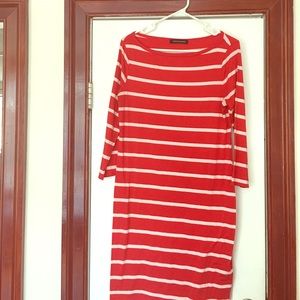 Red and white striped dress