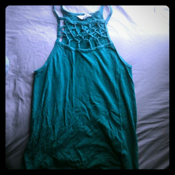 Turqoise cut-out tank top - Picture 1 of 3