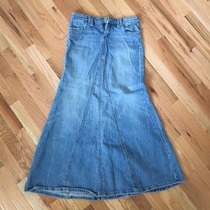 Long denim skirt