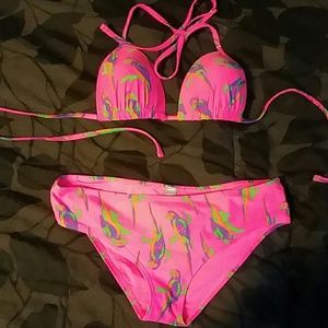 Pink parrot bikini