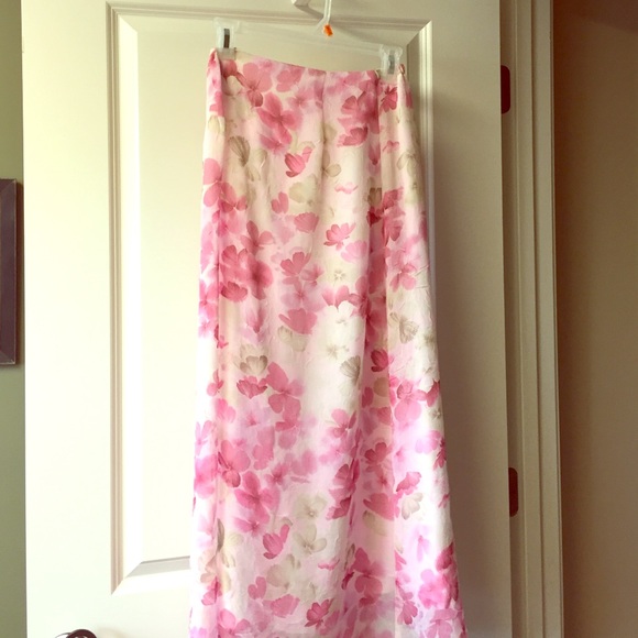 Dress Barn Pink and Green Floral Long Skirt