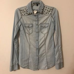 Forever 21: Pearl Embellished Denim Shirt