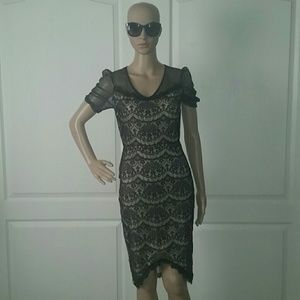 SOLD - Black Lace Midi Dress