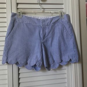 Lilly Pulitzer Blue Seersucker Scalloped Shorts