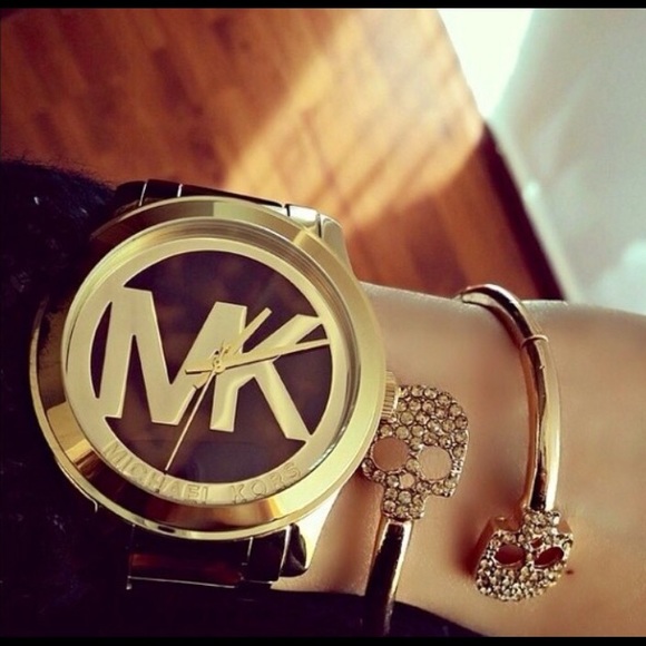 Tortoise & Gold Michael Kors Runway Watch with box