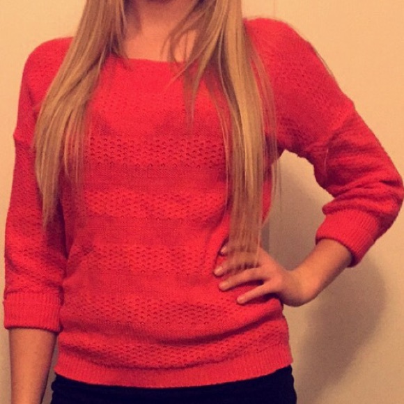 pink/orange quarter length sweater