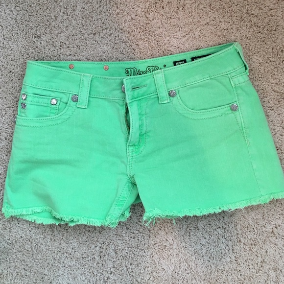 Lime green Miss Me cut off shorts